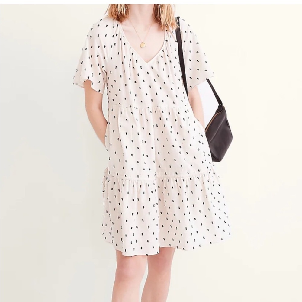 NWT Madewell Cotton-Linen Lorelei Mini Dress in Clip Dot size Small